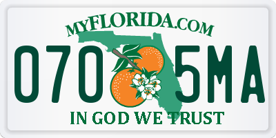 FL license plate 0705MA