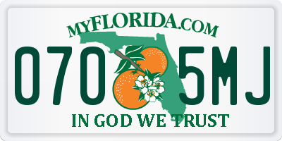 FL license plate 0705MJ