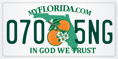 FL license plate 0705NG