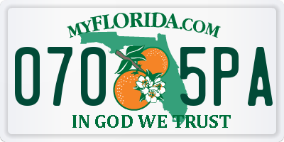 FL license plate 0705PA
