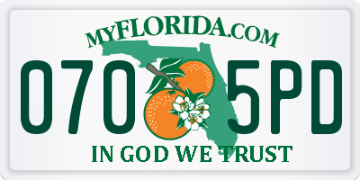 FL license plate 0705PD