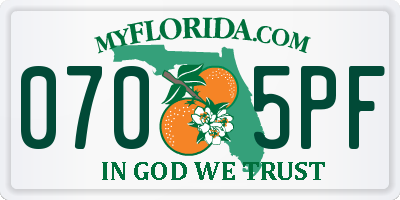 FL license plate 0705PF