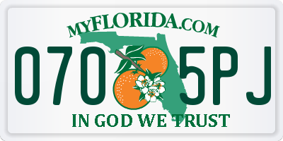 FL license plate 0705PJ