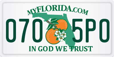FL license plate 0705PO