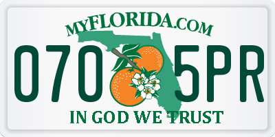 FL license plate 0705PR