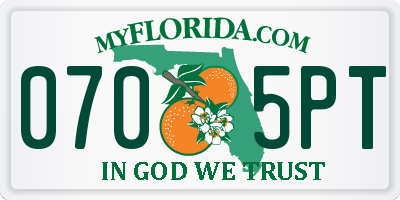 FL license plate 0705PT