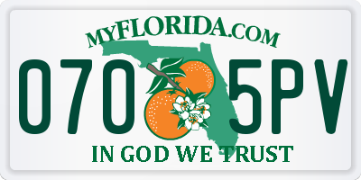 FL license plate 0705PV