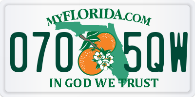 FL license plate 0705QW