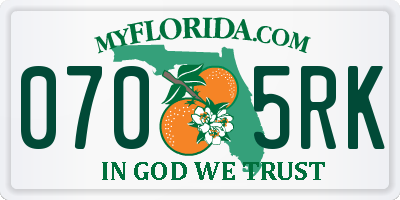 FL license plate 0705RK