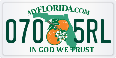 FL license plate 0705RL