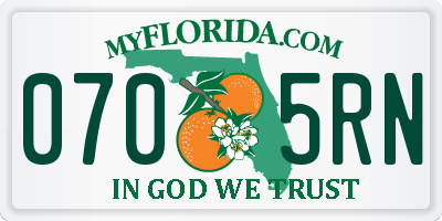 FL license plate 0705RN