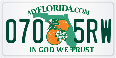 FL license plate 0705RW