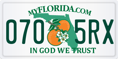 FL license plate 0705RX