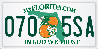 FL license plate 0705SA