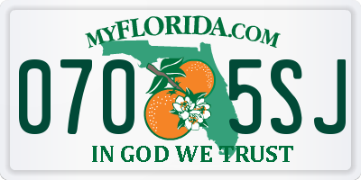 FL license plate 0705SJ
