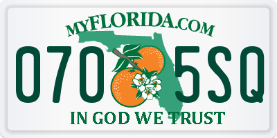 FL license plate 0705SQ