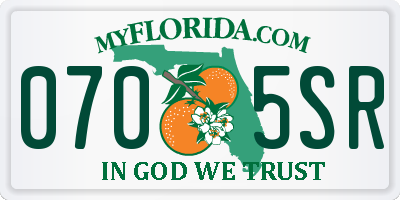 FL license plate 0705SR