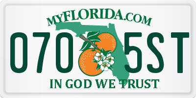 FL license plate 0705ST
