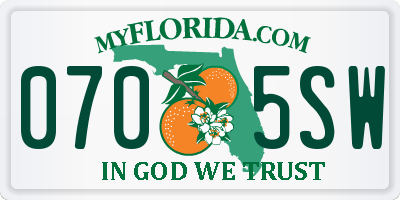 FL license plate 0705SW