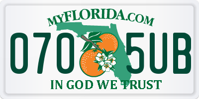 FL license plate 0705UB