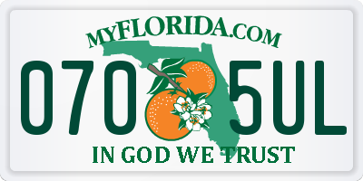 FL license plate 0705UL