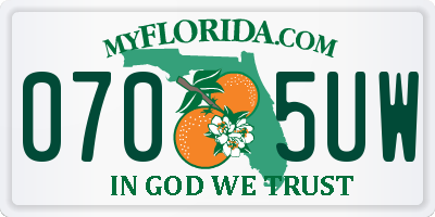 FL license plate 0705UW