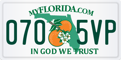 FL license plate 0705VP