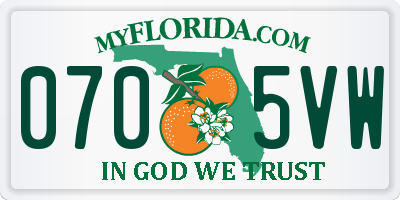 FL license plate 0705VW
