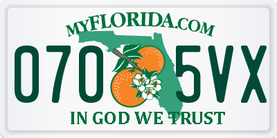 FL license plate 0705VX