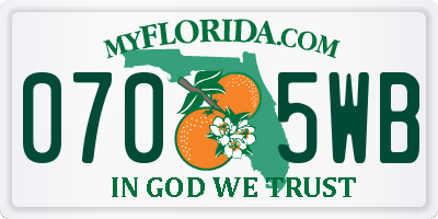 FL license plate 0705WB