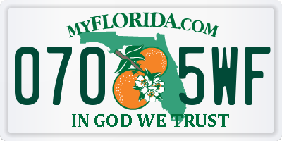 FL license plate 0705WF