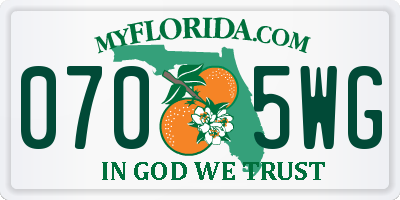 FL license plate 0705WG