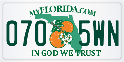 FL license plate 0705WN