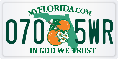 FL license plate 0705WR