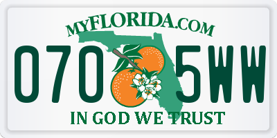 FL license plate 0705WW