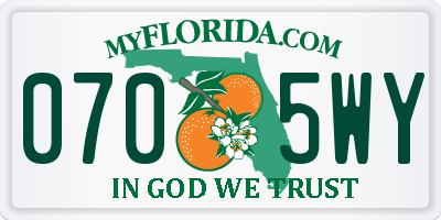 FL license plate 0705WY