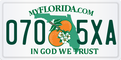FL license plate 0705XA