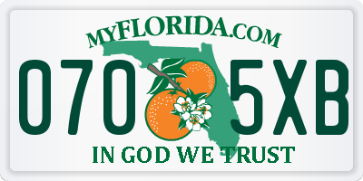 FL license plate 0705XB