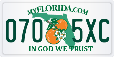 FL license plate 0705XC