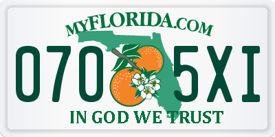 FL license plate 0705XI