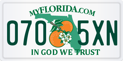 FL license plate 0705XN