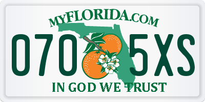 FL license plate 0705XS