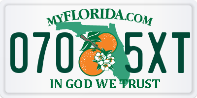 FL license plate 0705XT