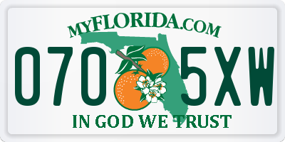 FL license plate 0705XW