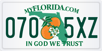 FL license plate 0705XZ