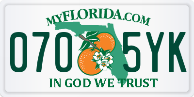 FL license plate 0705YK