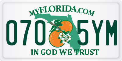 FL license plate 0705YM