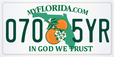FL license plate 0705YR