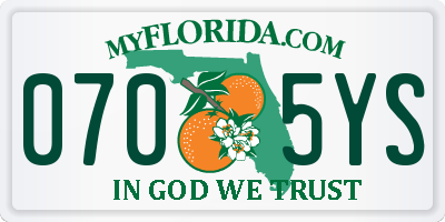 FL license plate 0705YS