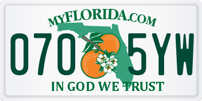 FL license plate 0705YW